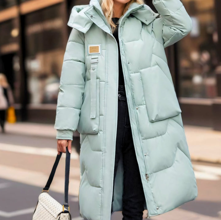 Women's Long Quilted Hooded Puffer Coat Oversized Fit