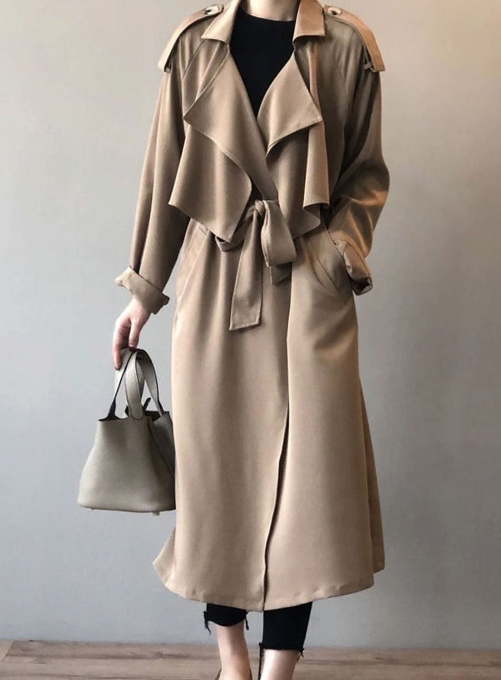Women's Longline Belted Waterfall Trench Coat