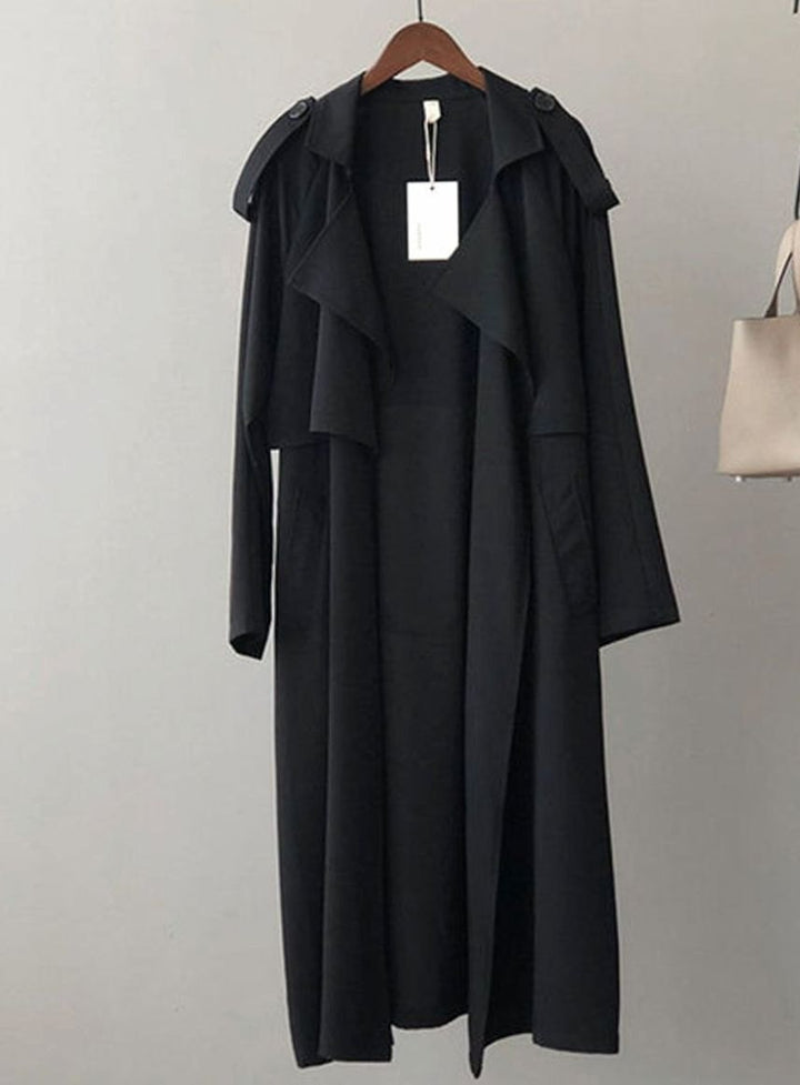 Women's Longline Belted Waterfall Trench Coat