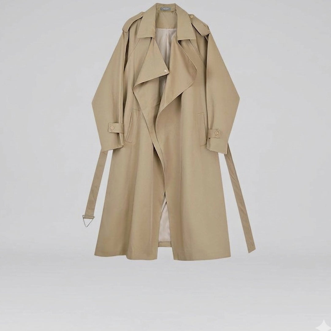 Women's Longline Belted Waterfall Trench Coat