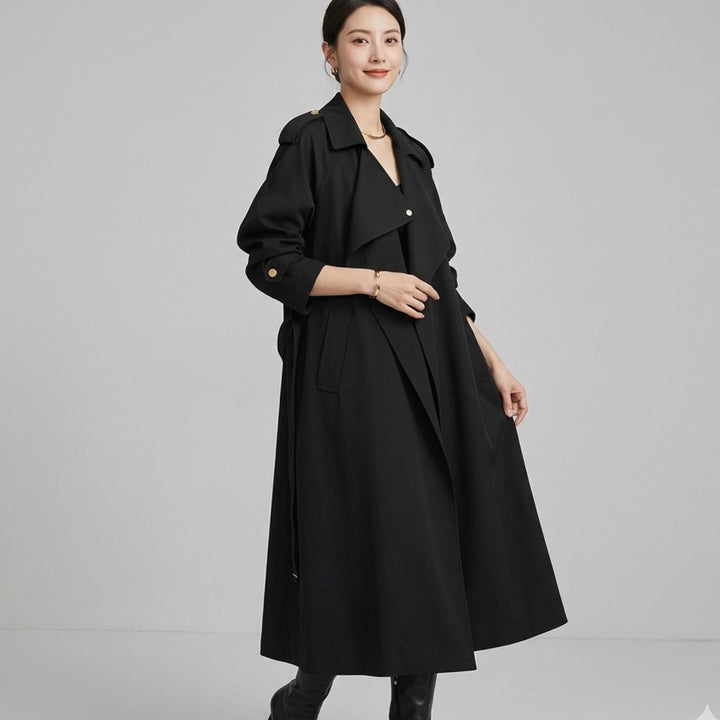 Women's Longline Belted Waterfall Trench Coat