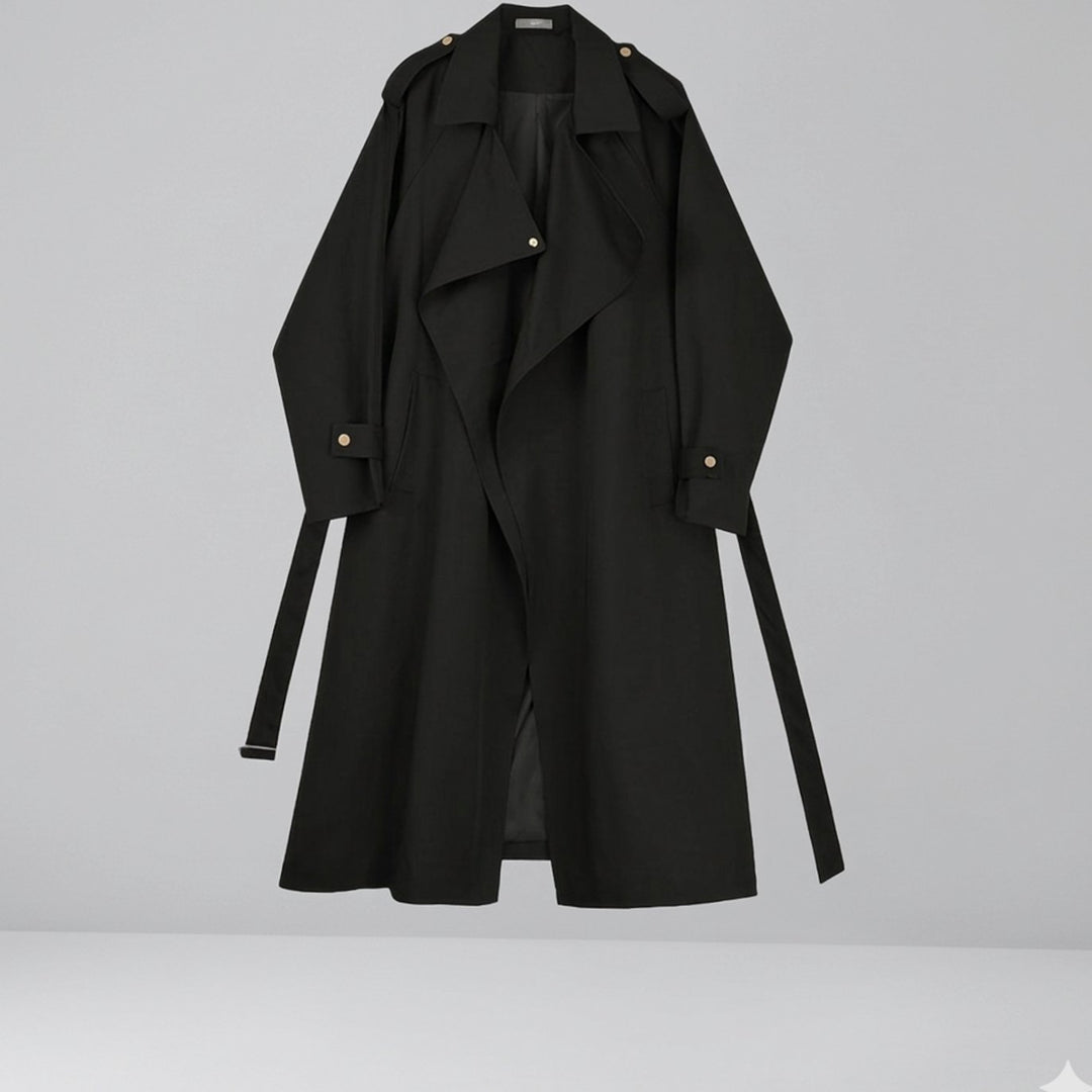 Women's Longline Belted Waterfall Trench Coat