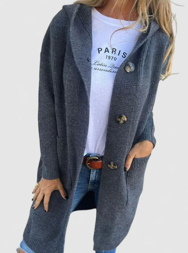 Women's Longline Button Cardigan Deep-Pocket Knitted Wrap