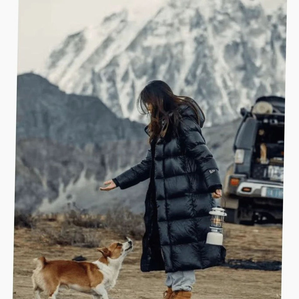Women's Longline Hooded Duck Down Puffer Coat