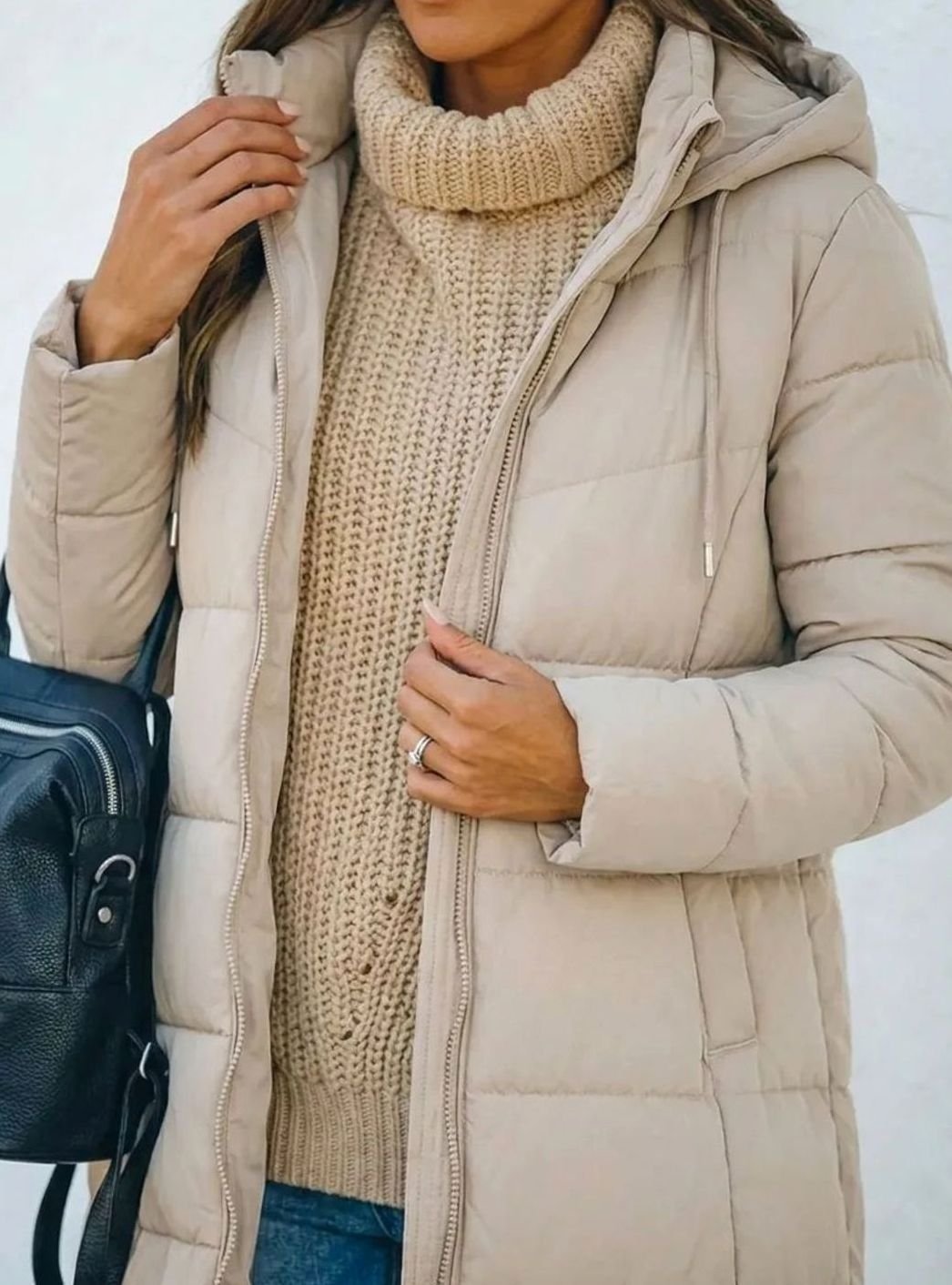Women's Longline Hooded Quilted Puffer Coat