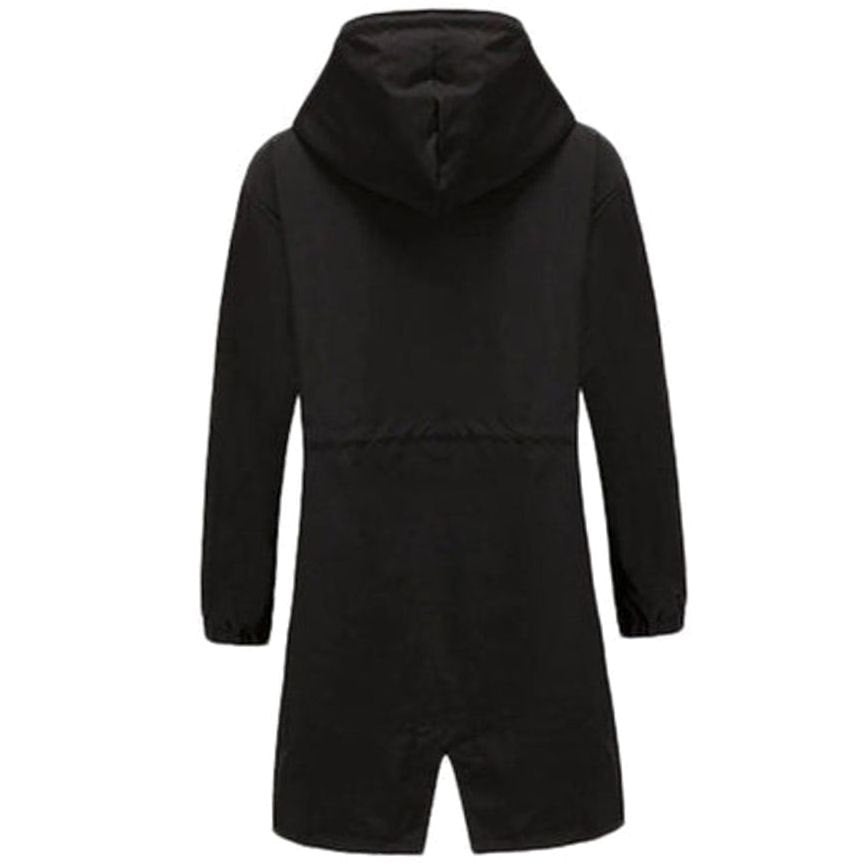 Women's Longline Hooded Trench Coat, Black