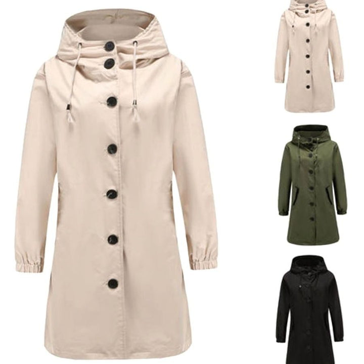 Women's Longline Hooded Trench Coat, Black