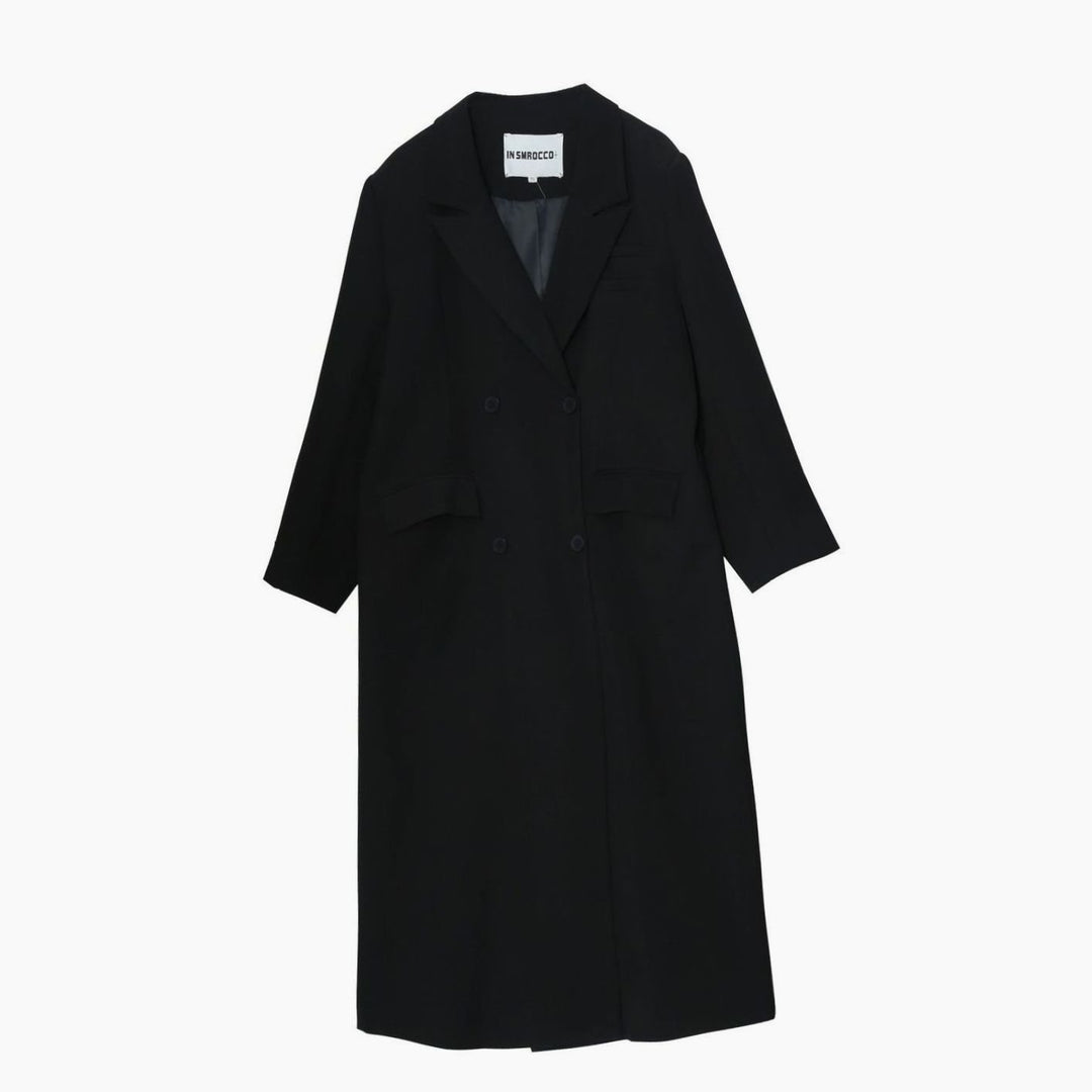 Women's Longline Single-Button Trench Coat High-Slit Hem