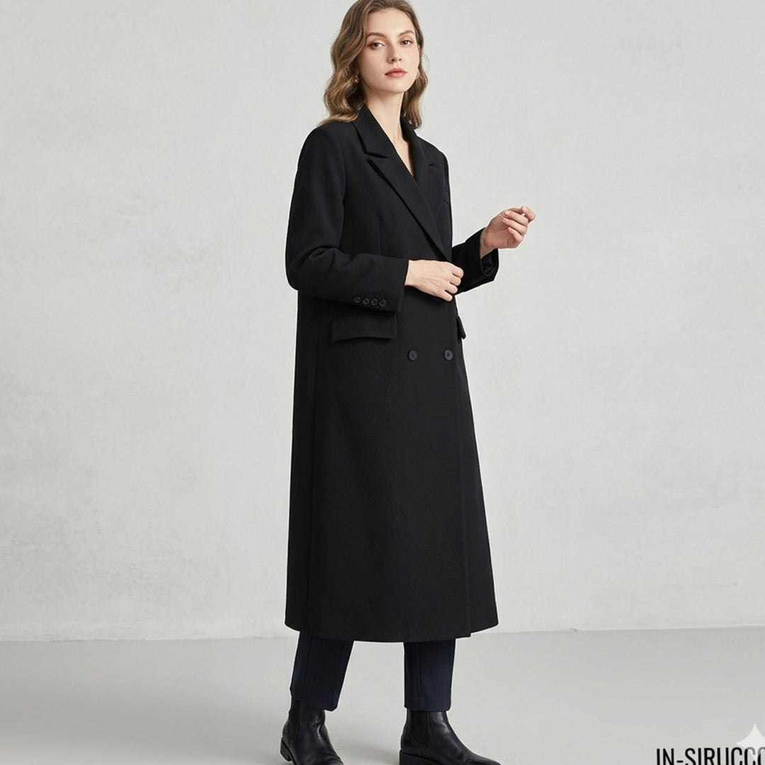 Women's Longline Single-Button Trench Coat High-Slit Hem