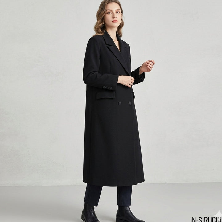 Women's Longline Single-Button Trench Coat High-Slit Hem