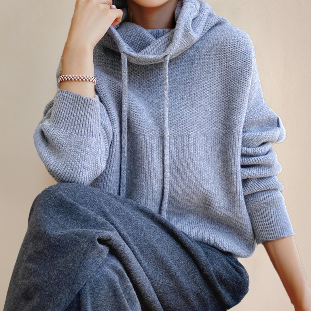 Women's Merino Wool Hooded Knitted Jumper