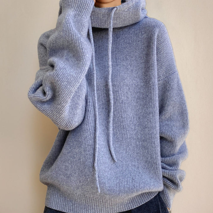 Women's Merino Wool Hooded Knitted Jumper - Grey