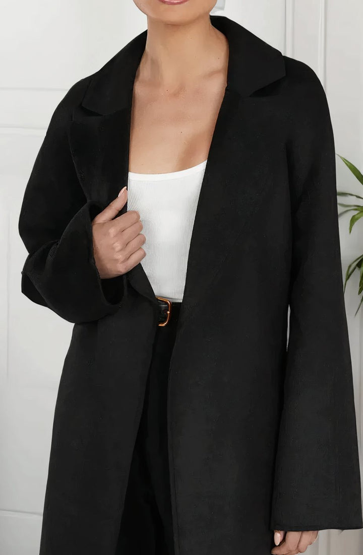 Women's Midi Belted Lapel Trench Coat, Cream
