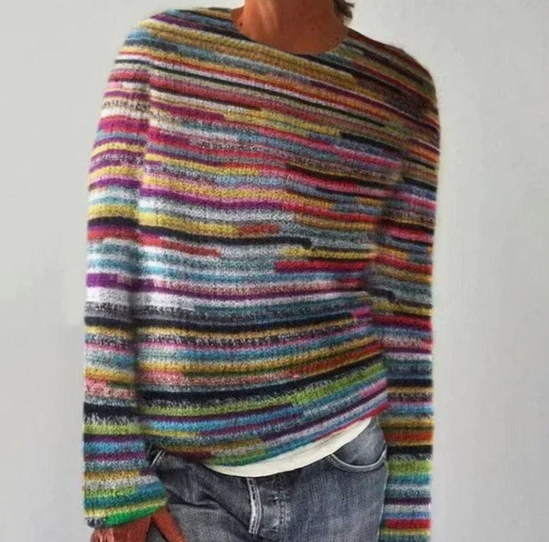 Women's Multicolour Striped Long-Sleeve Knitted Jumper - Stripes 6