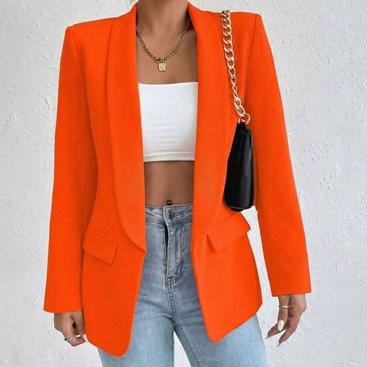 Women's Open-Front Lapel Mid-Length Smart Casual Blazer - Mandarin