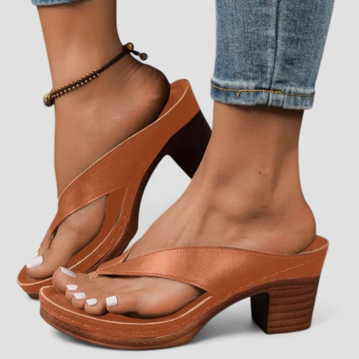 Women's Orthopaedic Cross-Strap Wedge Heel Sandals - Brown