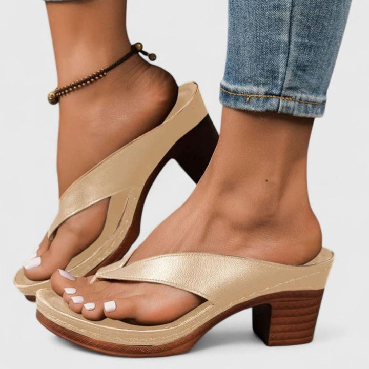 Women's Orthopaedic Cross-Strap Wedge Heel Sandals - Gold