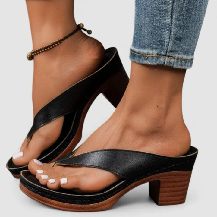 Women's Orthopaedic Cross-Strap Wedge Heel Sandals - Black