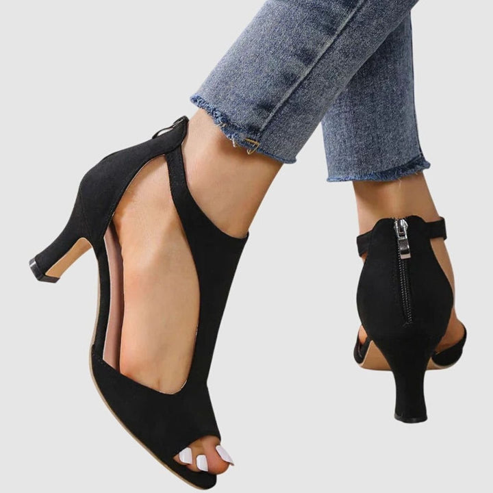Women's Orthopaedic Peep-Toe Block-Heel Cut-Out Sandals