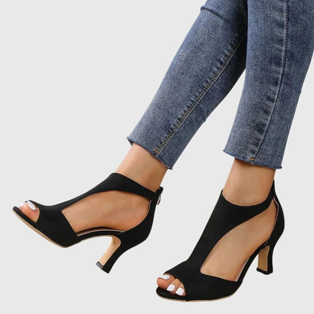 Women's Orthopaedic Peep-Toe Block-Heel Cut-Out Sandals