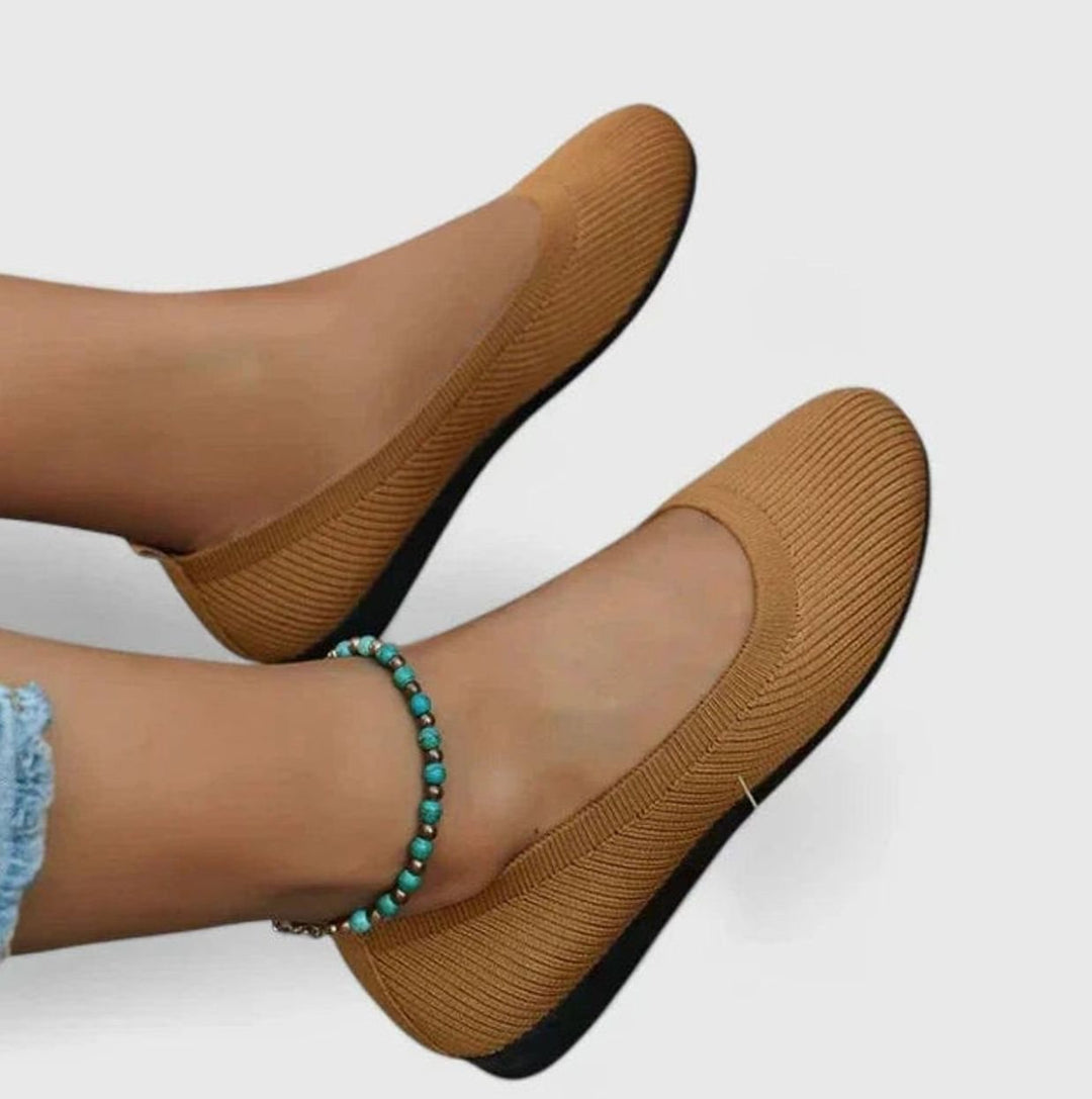 Women's Orthopedic Arch Support Slip-On Knit Flats - Chocolate