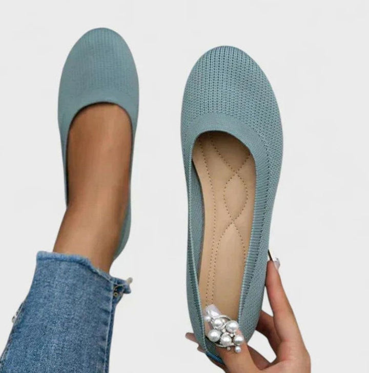 Women's Orthopedic Arch Support Slip-On Knit Flats - Light Blue