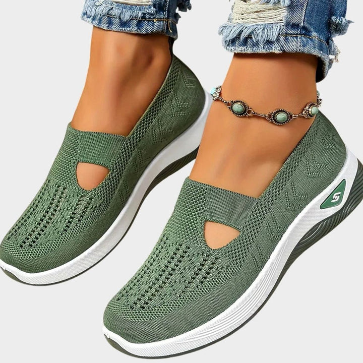 Women's Orthopedic Slip-On Breathable Knit Trainers - Green