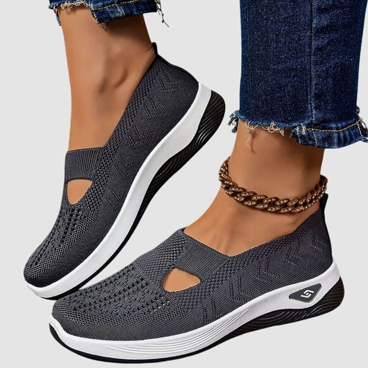 Women's Orthopedic Slip-On Breathable Knit Trainers - Grey