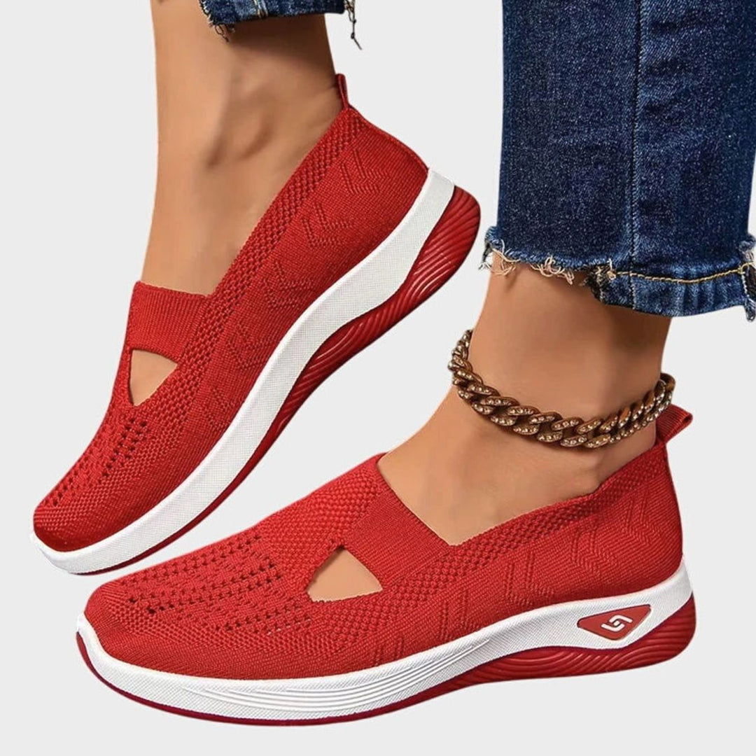 Women's Orthopedic Slip-On Breathable Knit Trainers - Red