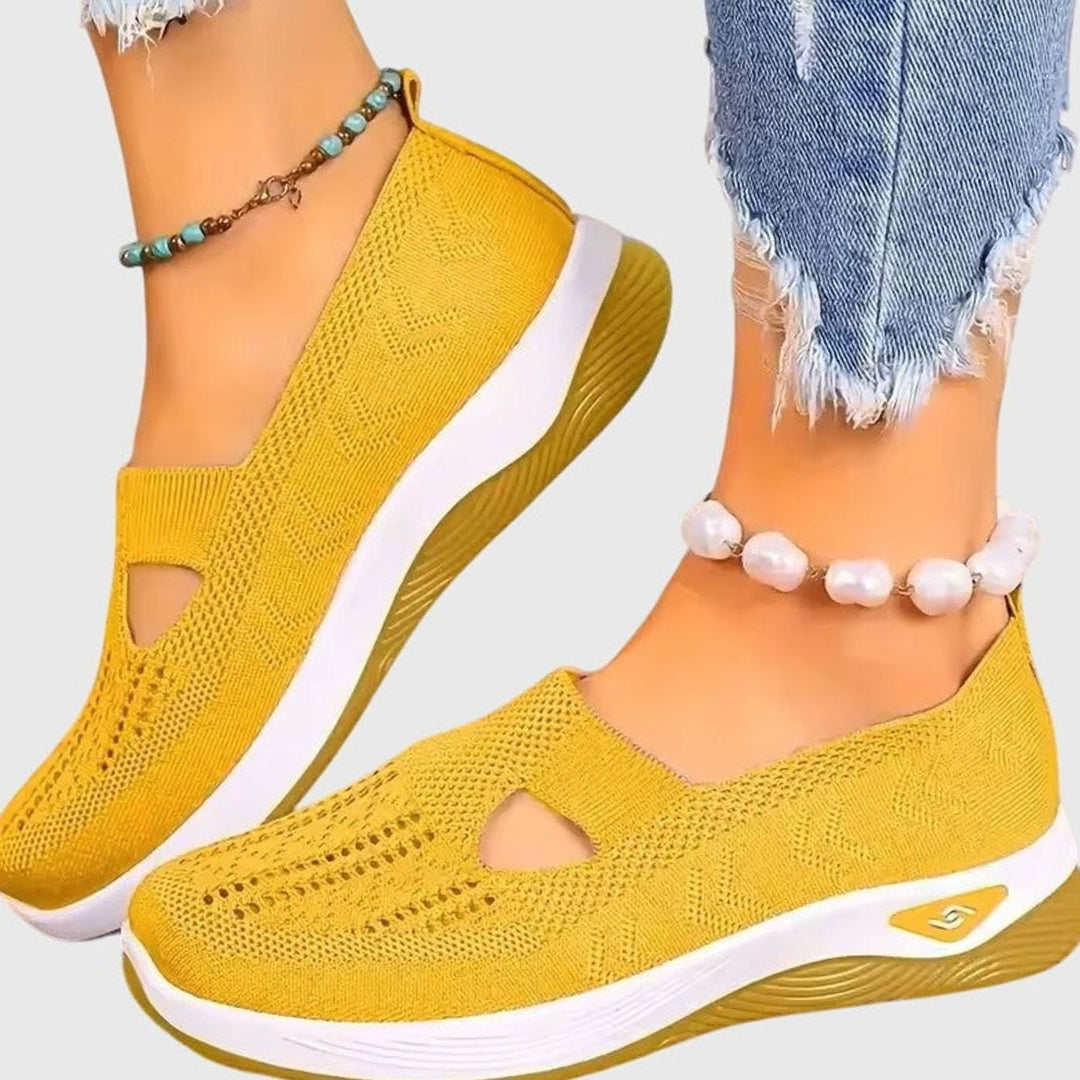 Women's Orthopedic Slip-On Breathable Knit Trainers - Light Yellow