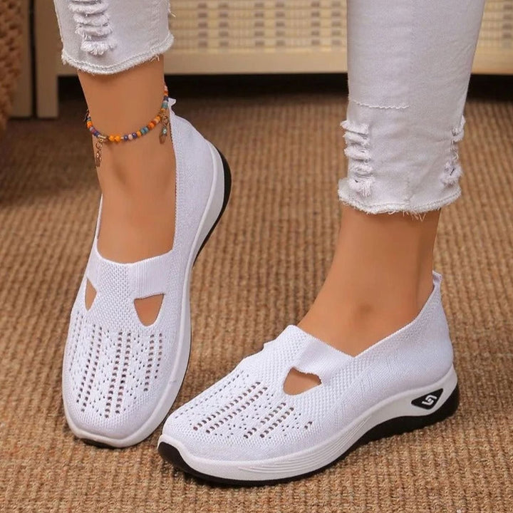 Women's Orthopedic Slip-On Breathable Knit Trainers - White