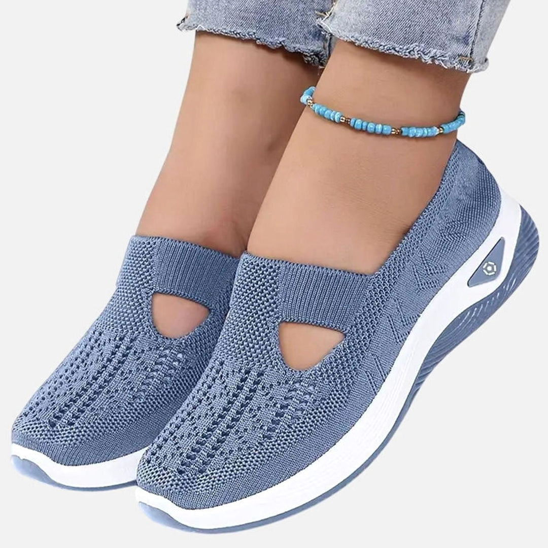 Women's Orthopedic Slip-On Breathable Knit Trainers - Blue