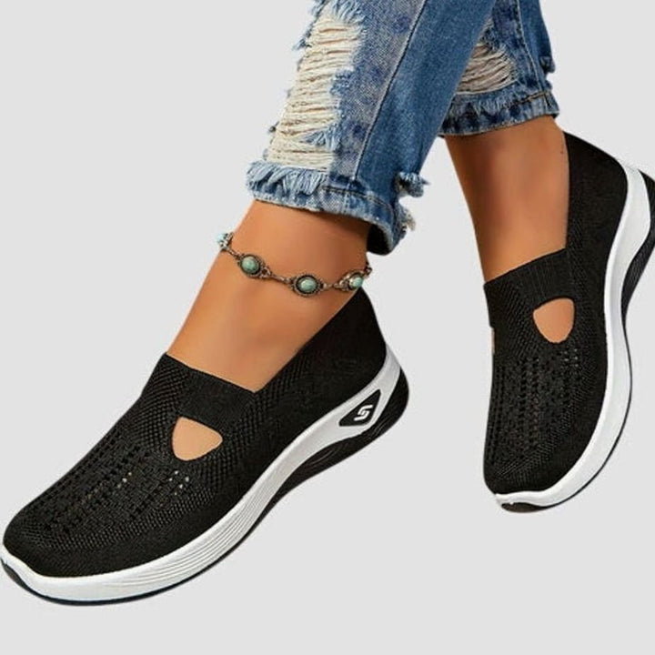 Women's Orthopedic Slip-On Breathable Knit Trainers - Black