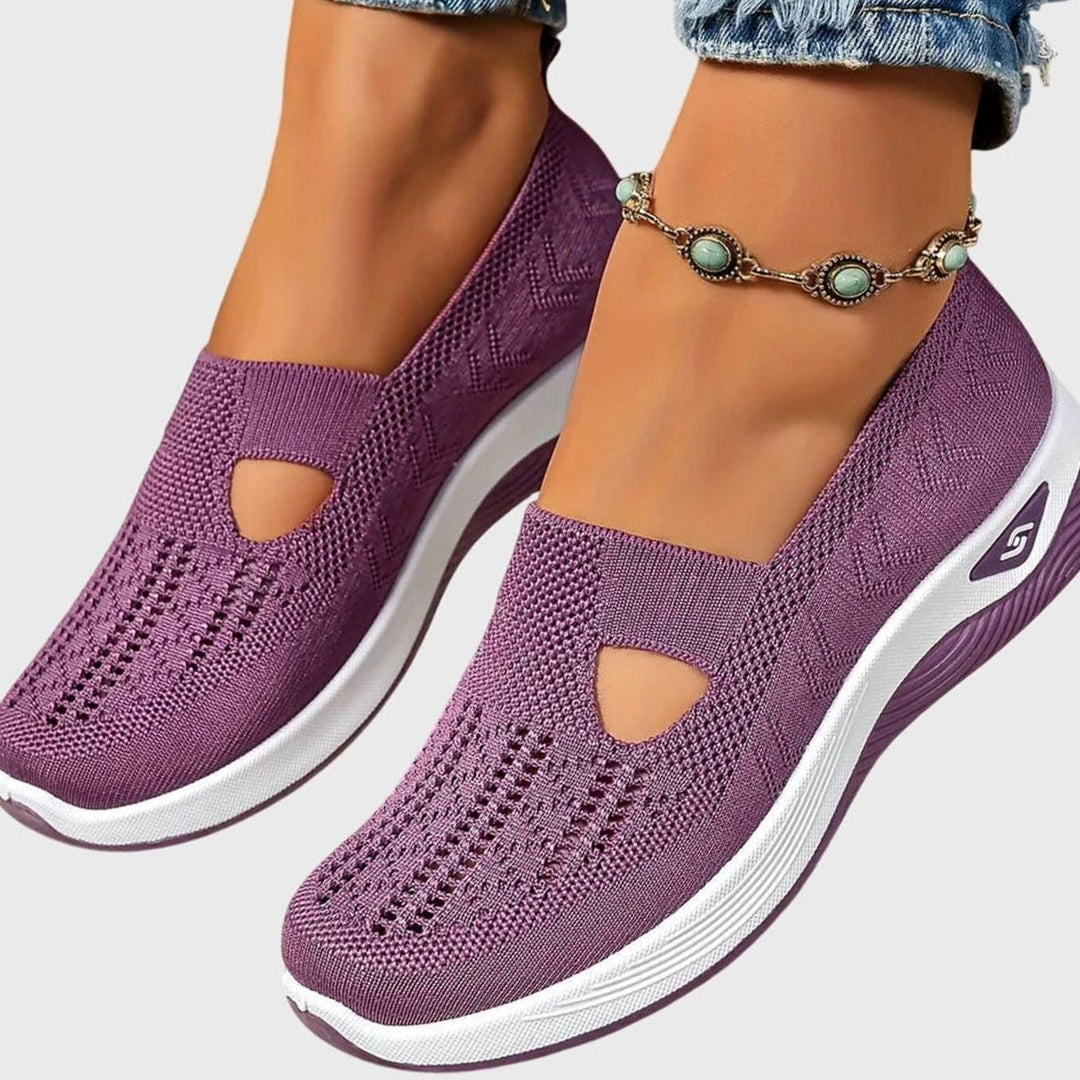 Women's Orthopedic Slip-On Breathable Knit Trainers - Purple