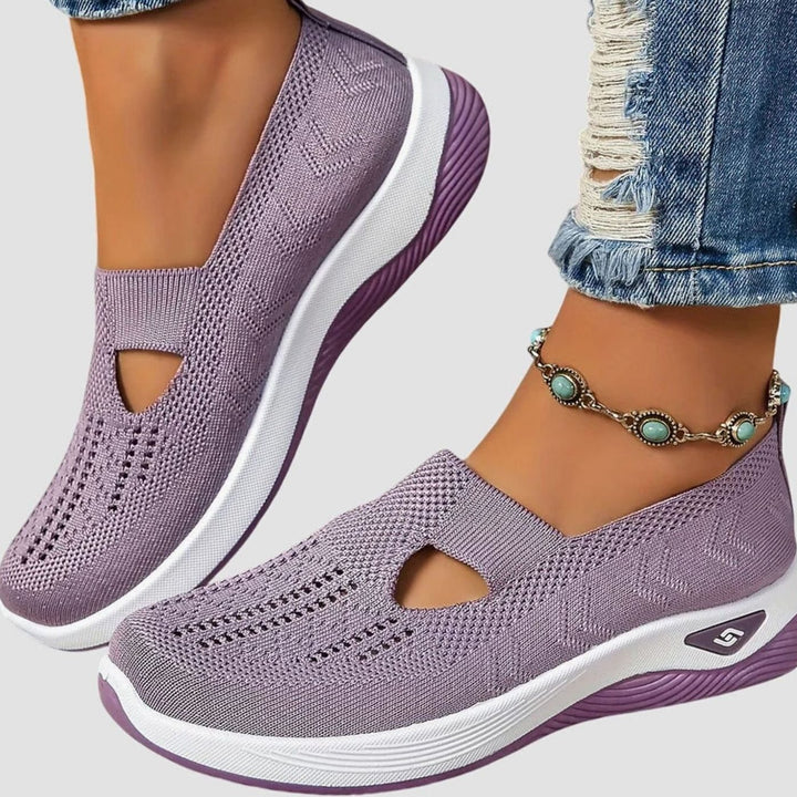 Women's Orthopedic Slip-On Breathable Knit Trainers - Lilac