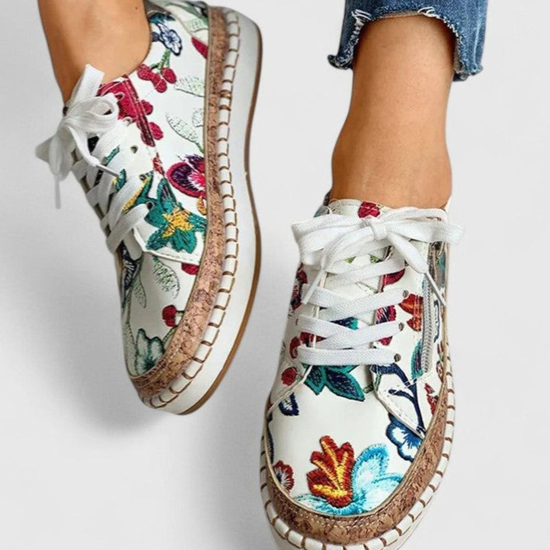 Women's Orthopedic Slip-On Floral Cork-Sole Arch Support Trainers