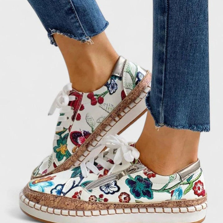 Women's Orthopedic Slip-On Floral Cork-Sole Arch Support Trainers - Bella Flora