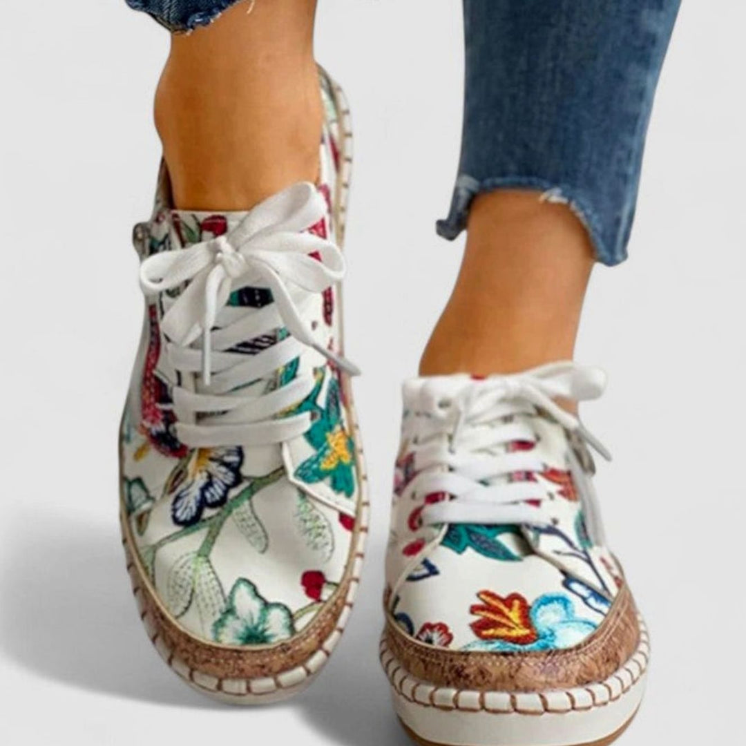 Women's Orthopedic Slip-On Floral Cork-Sole Arch Support Trainers