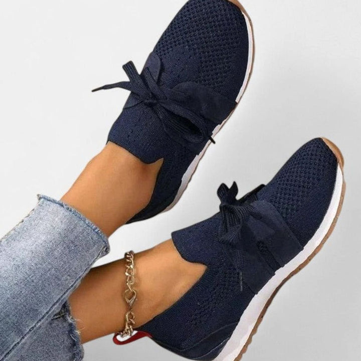 Women's Orthopedic Slip-On Knit Trainers Non-Slip Rubber Sole - Blue