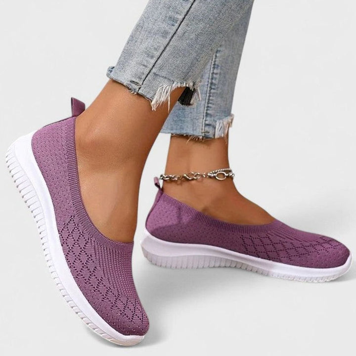 Women's Orthopedic Slip-On Knit Trainers Removable Insole - Purple