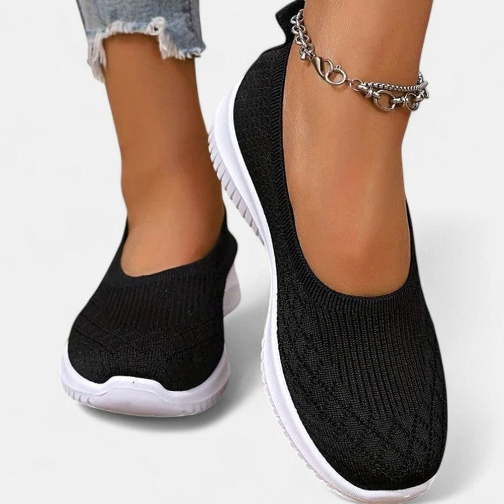 Women's Orthopedic Slip-On Knit Trainers Removable Insole - Black