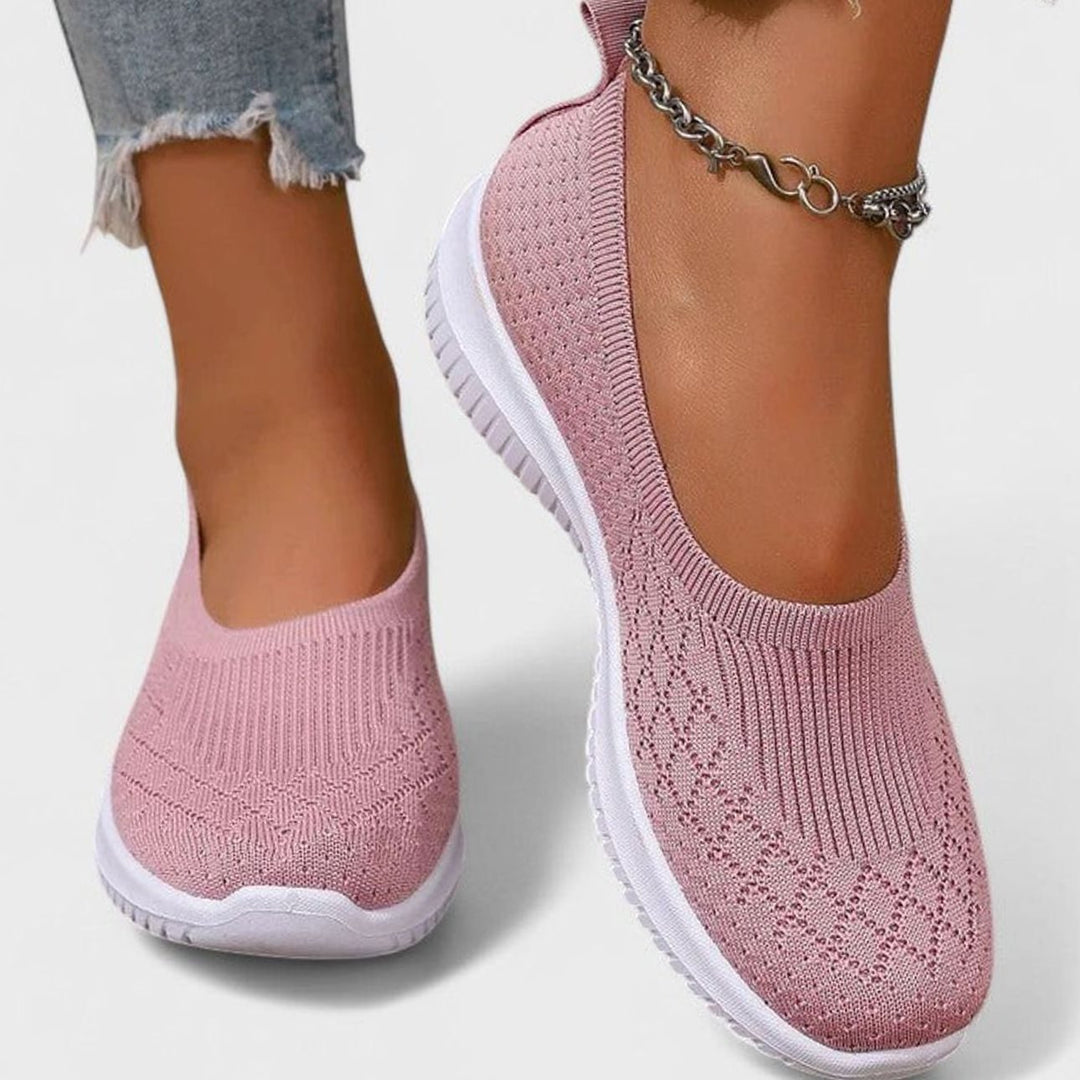 Women's Orthopedic Slip-On Knit Trainers Removable Insole - Pink