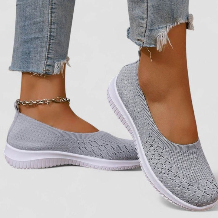 Women's Orthopedic Slip-On Knit Trainers Removable Insole - Grey