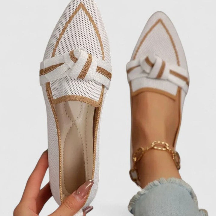 Women's Orthopedic Slip-On Pointed-Toe Knit Loafers - White