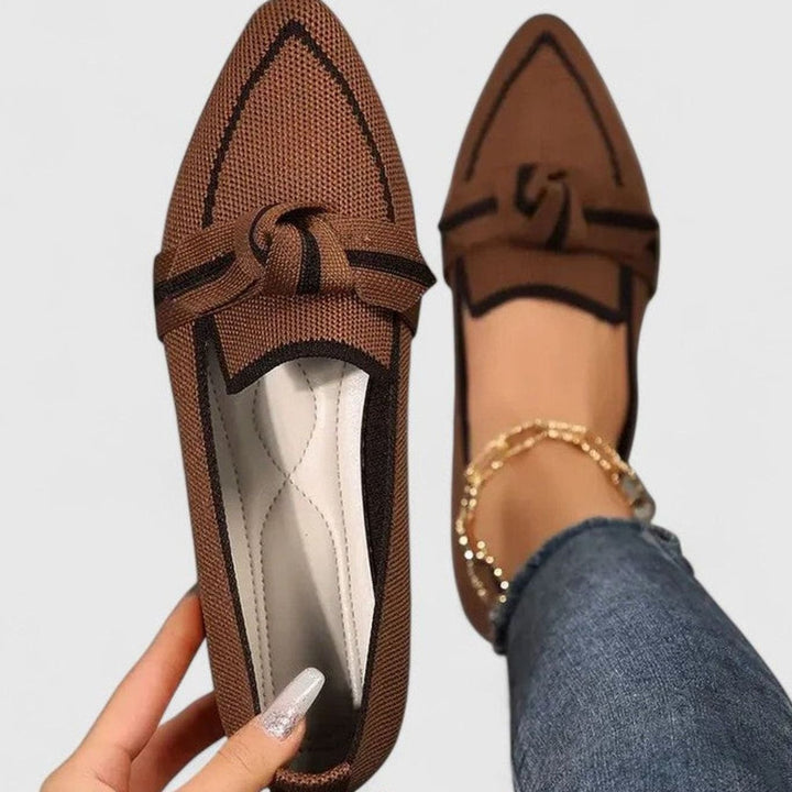 Women's Orthopedic Slip-On Pointed-Toe Knit Loafers - Khaki