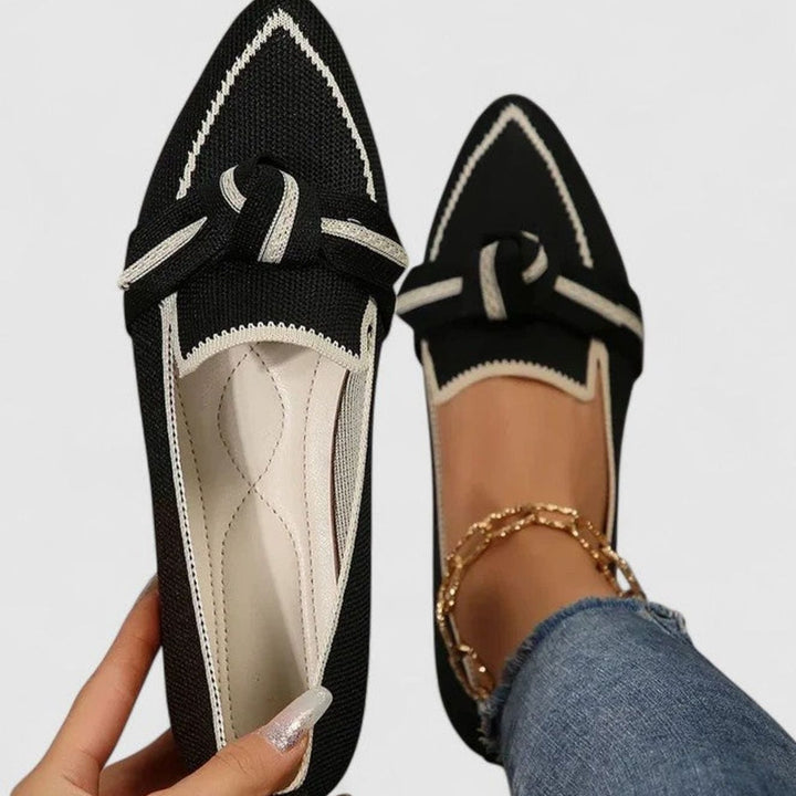 Women's Orthopedic Slip-On Pointed-Toe Knit Loafers - Black