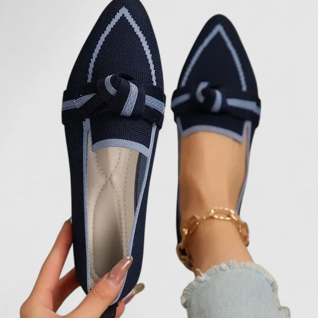 Women's Orthopedic Slip-On Pointed-Toe Knit Loafers - Dark Blue