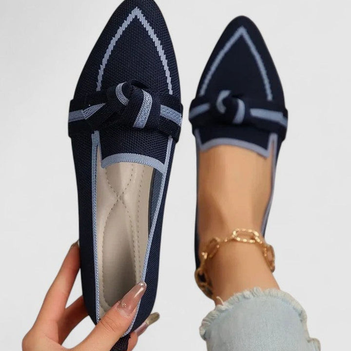 Women's Orthopedic Slip-On Pointed-Toe Knit Loafers - Dark Blue