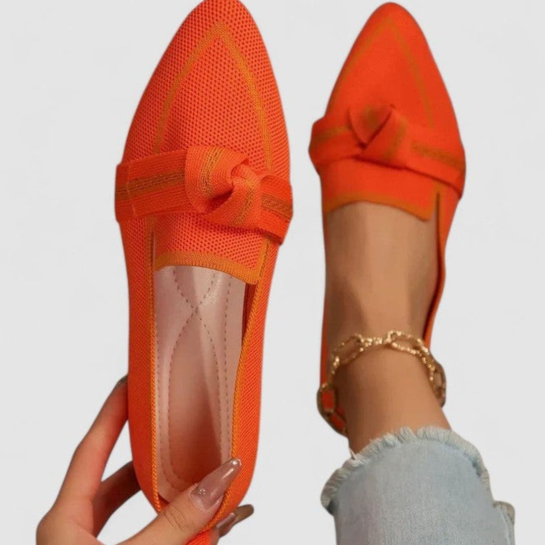 Women's Orthopedic Slip-On Pointed-Toe Knit Loafers - Orange