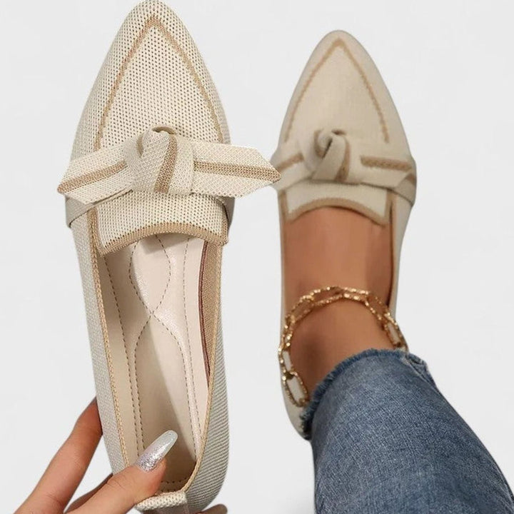 Women's Orthopedic Slip-On Pointed-Toe Knit Loafers - Beige